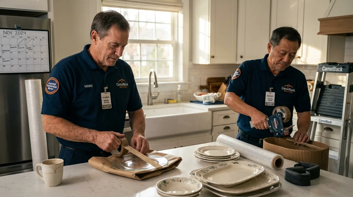 Professional crew packing kitchen dishware in Willow Grove, PA