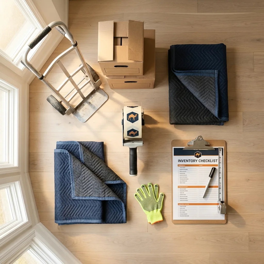 Professional moving supplies and packing materials layout for Willow Grove residential relocations